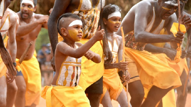 Gumatj clan dancers perform at the Garma Festival