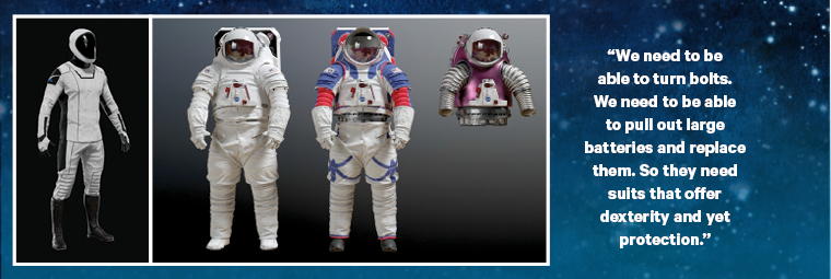 The SpaceX spacesuit and xEMU suits with changeable torsos